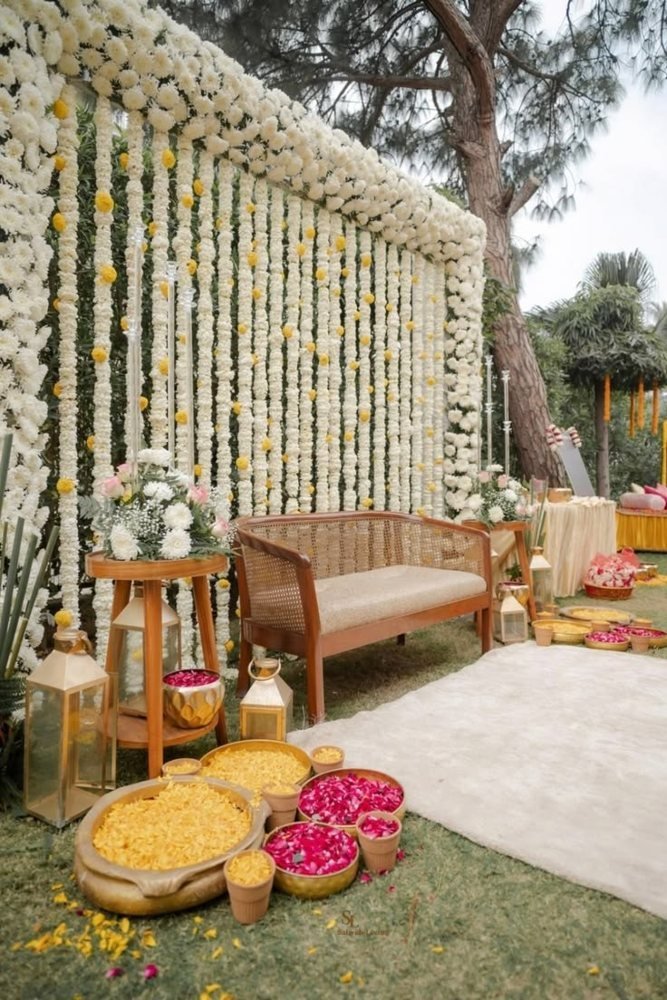 Marigold floral wall backdrop